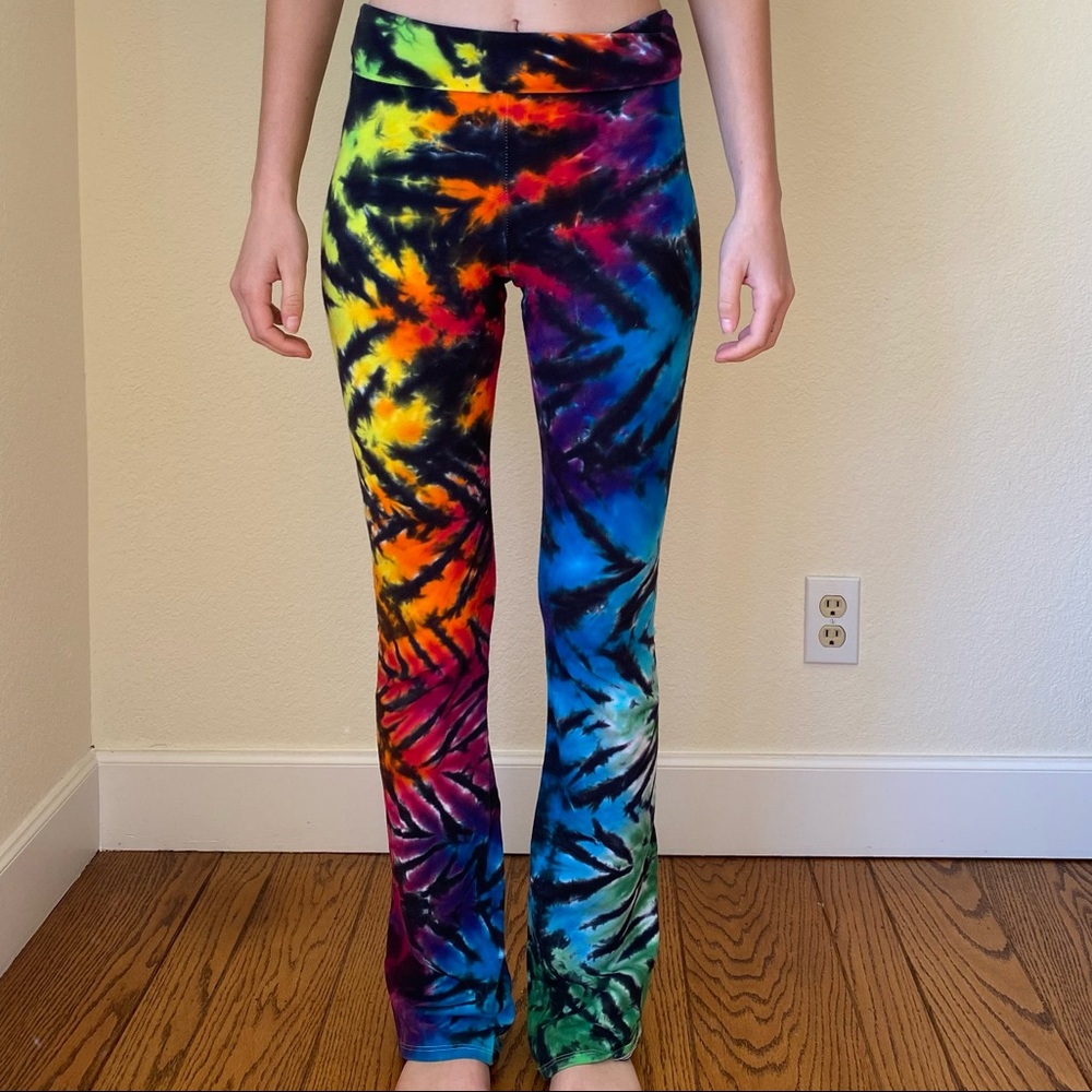 Tie dye bootcut stretchy pants